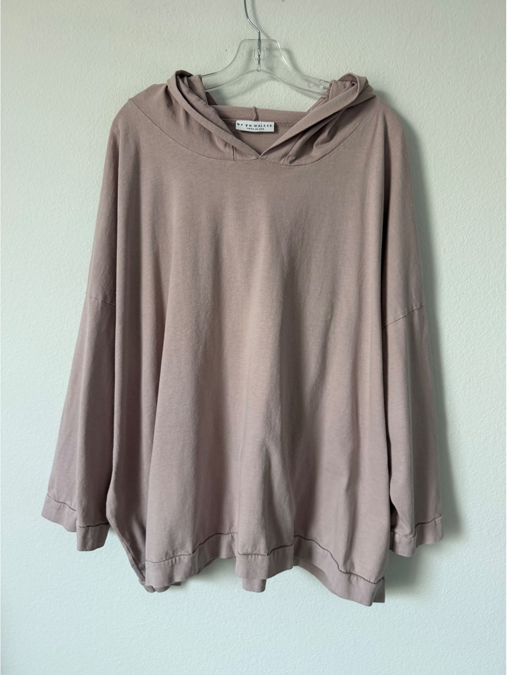 Bryn Walker Mauve Pink Oversized Long Sleeve Hooded Lagenlook Tunic Size 2X